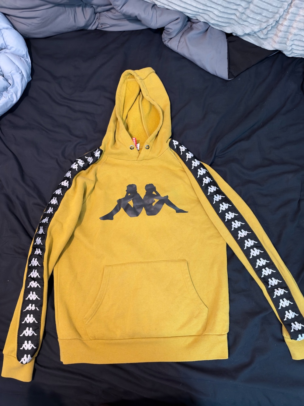 Kappa Logo Tape Pullover Hoodie Yellow & Black